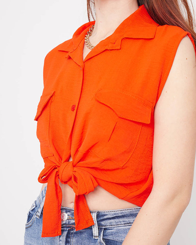 Orange Crop-Top-Bluse mit Knöpfen - Kleidung