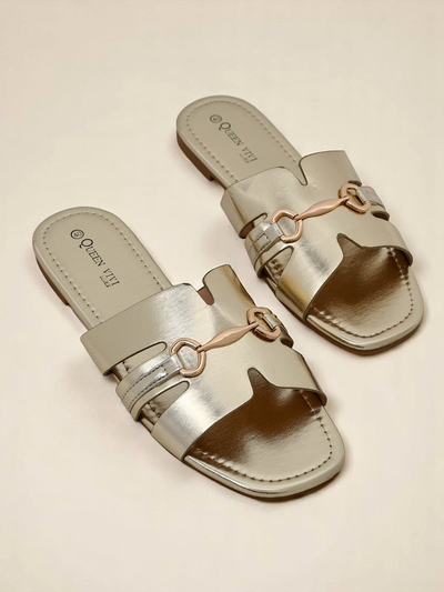 Royalfashion Damen Pantoletten mit flacher Sohle Lina