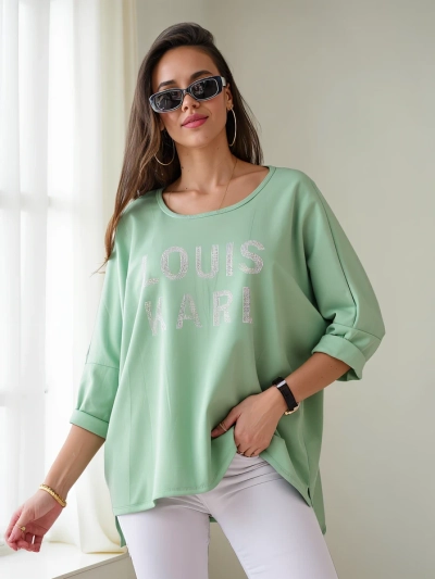 Royalfashion Damen Viskosebluse mit Strassinschriften