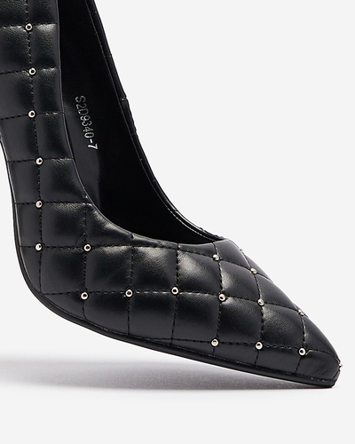 Gesteppte Stöckelschuhe für Damen mit Stöckelspitze in schwarz Mawelo-Schuhe