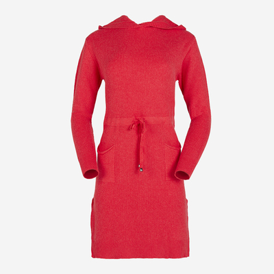 Rotes Damen-Pulloverkleid mit Kapuze - Kleidung
