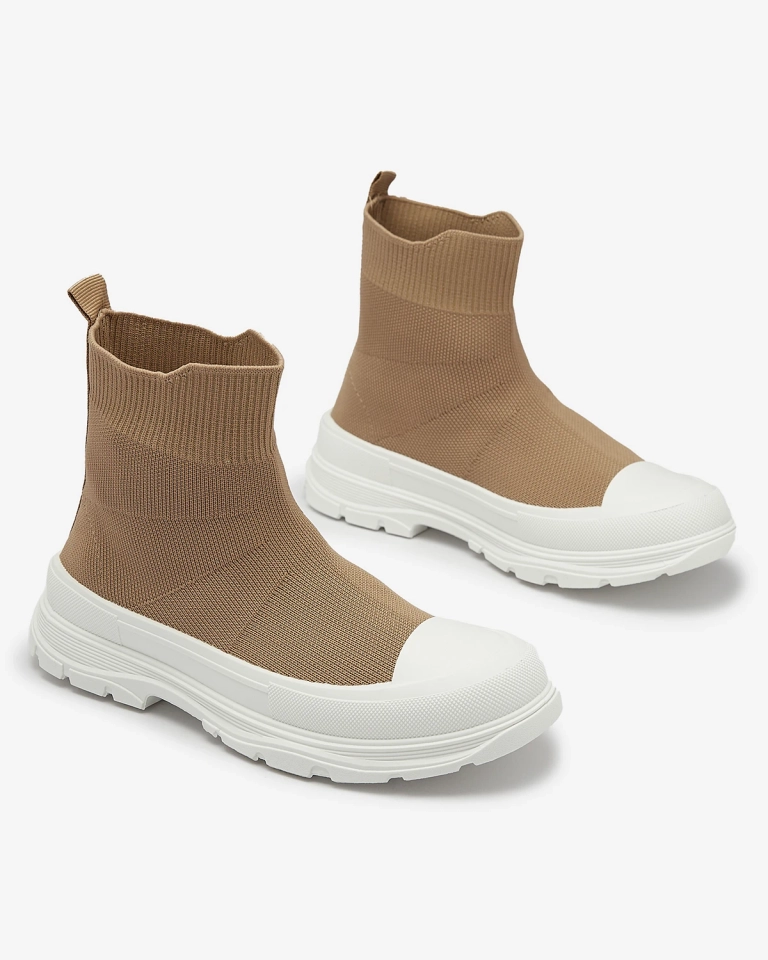 Hellbraune Damen Slipper hohe Sportschuhe a'la Sneakers Vertiks - Footwear