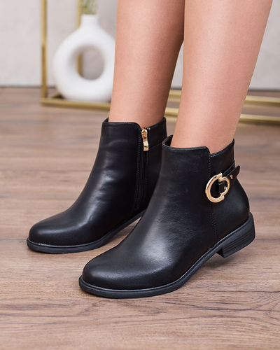 Royalfashion Schwarze Damenstiefel a'la sztyblety mit Verzierungen Ederte