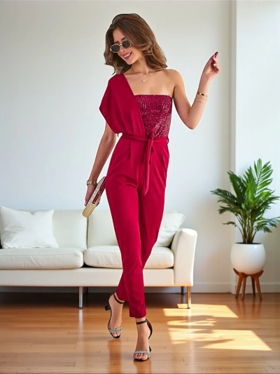 Royalfashion Langer Damenoverall mit Zirkonen