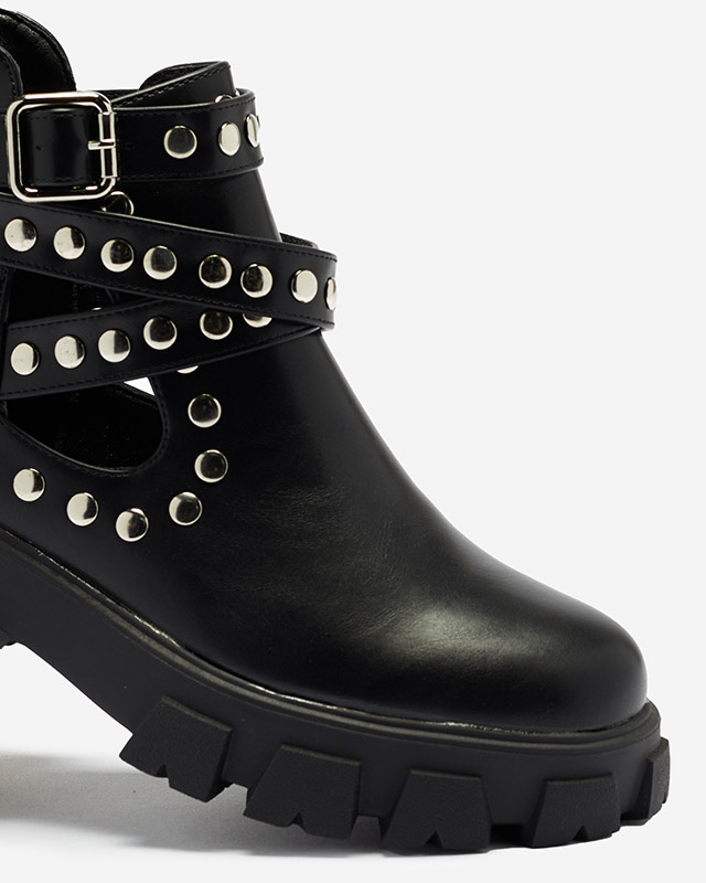 Schwarzer Damenstiefel mit dickerer Sohle Avarno- Footwear