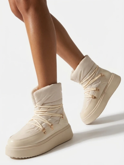 Royalfashion Damen Schlupf-Schneestiefel in Cremefarbe Dabenda