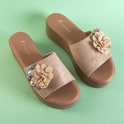 OUTLET Beige Plateausandalen für Damen Azriel - Schuhe