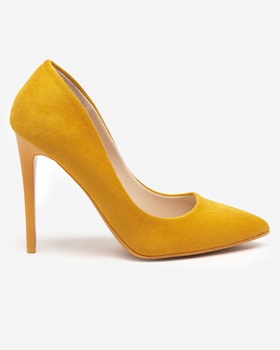 OUTLET Gelbe Damenpumps mit Öko-Wildleder auf Stiletto Veneci - Schuhe
