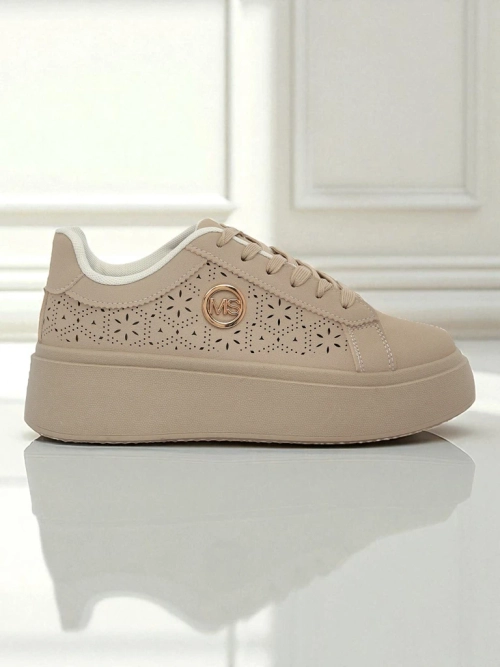 Жіночі снікерси платформа Callista Royalfashion ecru екологічна шкіра