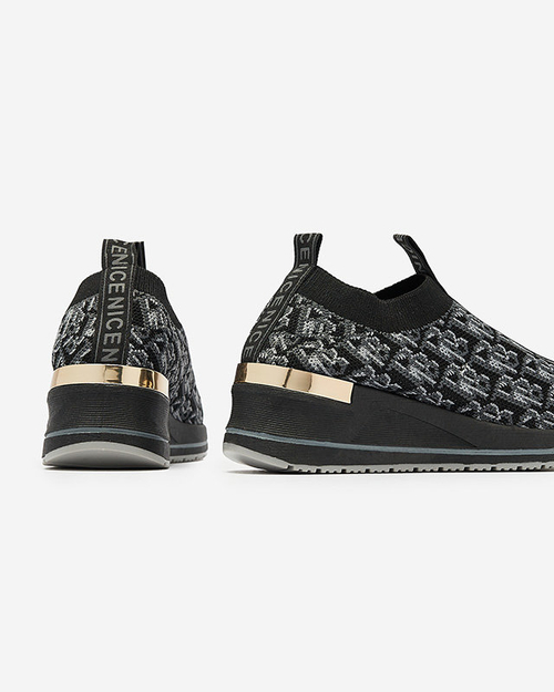 Чорно-сірі жіночі спортивні сліпони з принтом Scerpa- Footwear