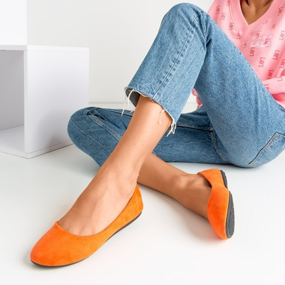 OUTLET Orangefarbene Marius Damenballerinas aus Öko-Wildleder - Schuhe