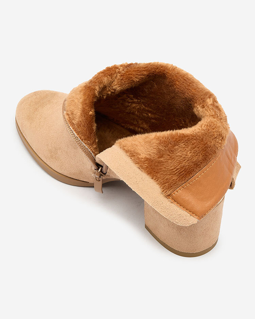 Royalfashion Жіночі черевики на низькій шпильці світло-коричневого кольору Dogdas