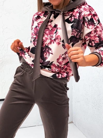 Royalfashion Damen Baumwollset, das wie Velours in Blumen aussieht