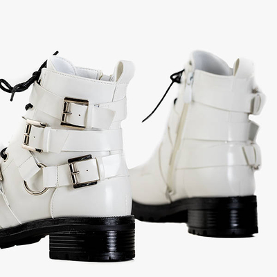 Damen weiße Schnallentaschen Ermite - Schuhe