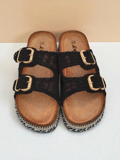 Royalfashion Damen-Plateausandalen mit Schnallen CorkStyle