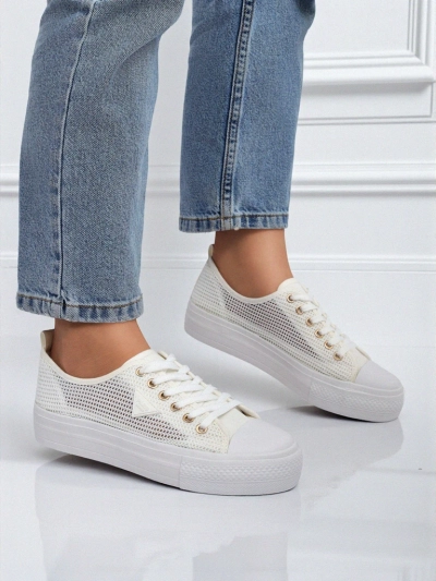Damen Weiße Ariadne Mesh Sneaker – Atmungsaktive Turnschuhe mit flacher Sohle