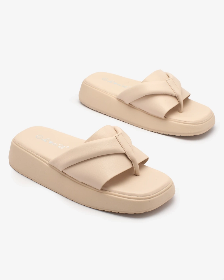 Royalfashion Beige Damen Plateau-Flip-Flops Luna Sole
