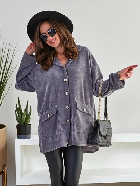 Royalfashion Damen-Strickjacke mit goldenen Knöpfen ÜBERGRÖßE