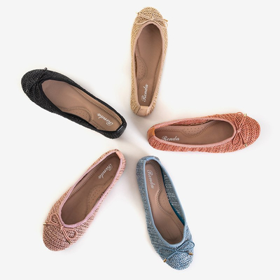 Wewo schwarze Damen geflochtene Ballerinas - Schuhe
