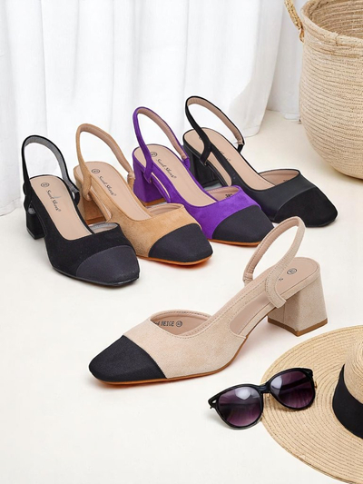 Royalfashion Damen Pumps mit niedrigem Absatz und dekorativer Spitze Eleganzo