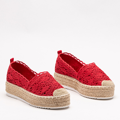 Rote Damen-Espadrilles mit Lochmuster auf Plateau Ezerra - Footwear