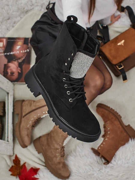 Ökologische Wildleder-Schnürstiefeletten für Damen Ferlyne