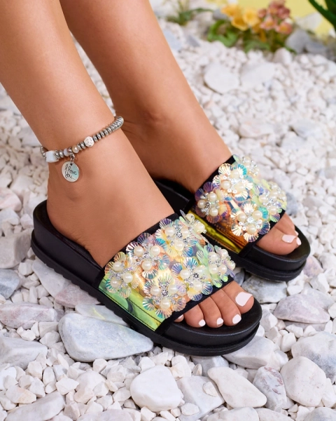 Schwarze Plateau-Sandalen für Damen mit Maurelle-Verzierungen - Schuhe