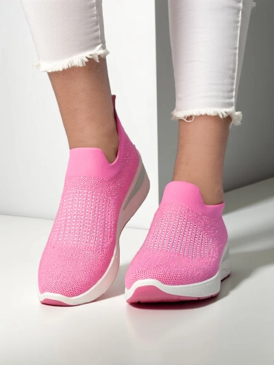 Royalfashion Schlupf-Wedge-Sneakers für Damen mit Strasssteinen Qelavise