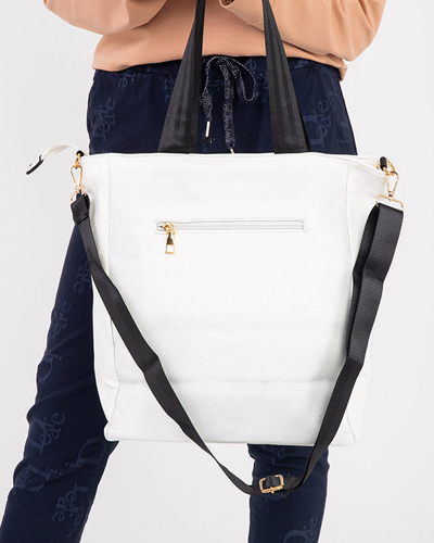 Shopper in Weiß und Gold mit sportlichen Streifen - Accessoires