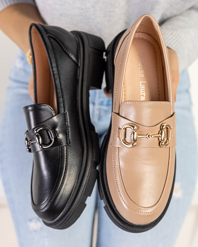 OUTLET Hellbraune Damenschuhe mit Ornament auf der Nase Veteca - Footwear