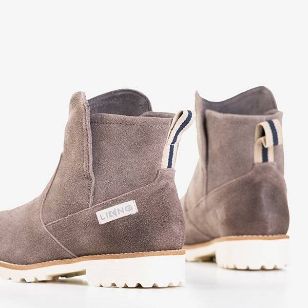 Hellgraue Damenstiefel mit flachem Absatz Judetta - Schuhe
