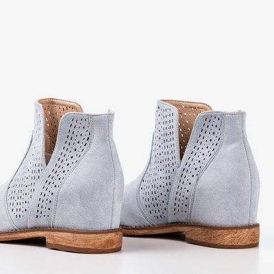 Hellblaue Stiefel auf einem überzogenen Besis-Cowboystiefel mit Keilabsatz - Schuhe 1