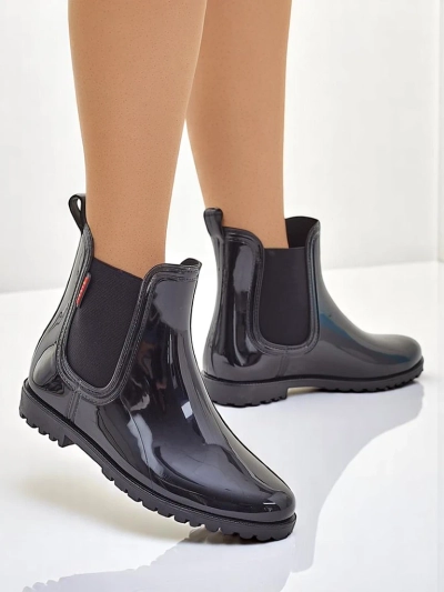 Royalfashion Damen lackierte Gummistiefel Rissma