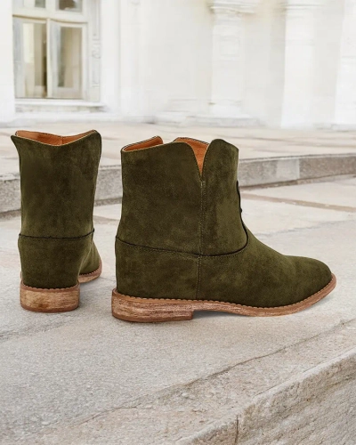 Royalfashion Cowboy-Style Ankle Boots auf einem überdachten Keilabsatz Blueston