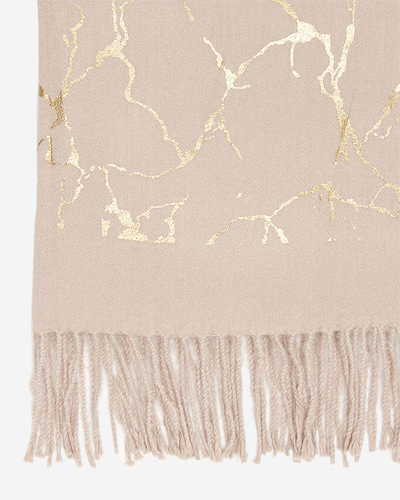 Hellbrauner Damenschal mit goldenen Verzierungen - Accessoires