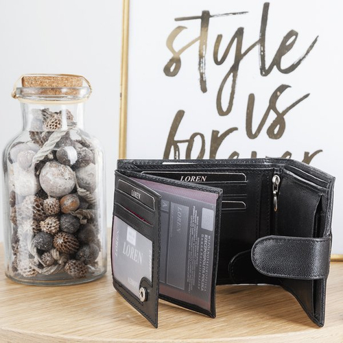 Чоловічий чорний гаманець на ґудзику - Гаманець