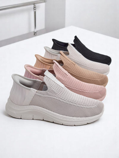 Damen-Sneakers Apollo Rosa – rosa Slip-on-Schuhe aus Stoff mit flacher Sohle