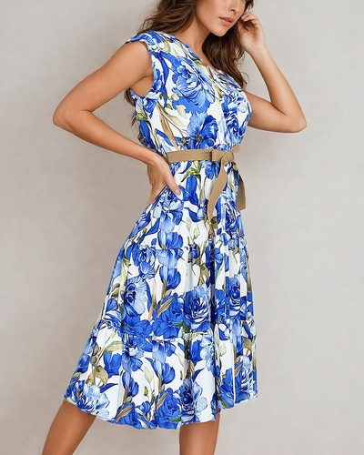 Royalfashion Damen Midikleid mit Blumenmuster
