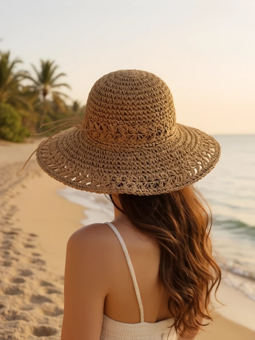 Royalfashion Солом'яний капелюх для жінок з мереживом Breeze