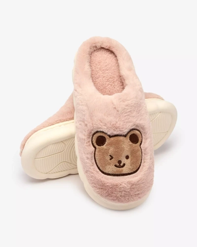 Royalfashion Lila Damenpantoffeln mit Teddybär Hettres