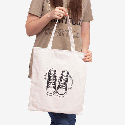 Weiße Stofftasche mit Aufdruck - Accessoires