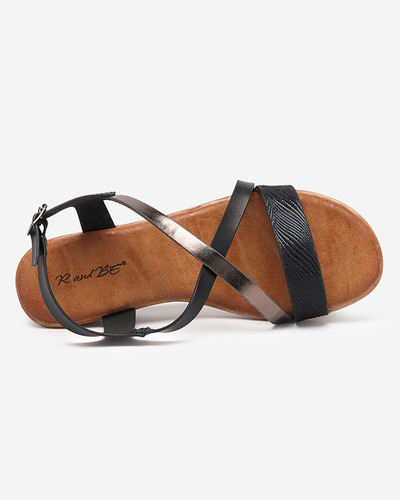 Schwarze Damensandale mit niedrigem Keilabsatz Loppe - Schuhe