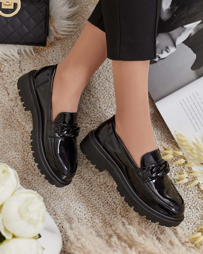 Royalfashion Damen Mokassins lackiert mit Ornament Lehels