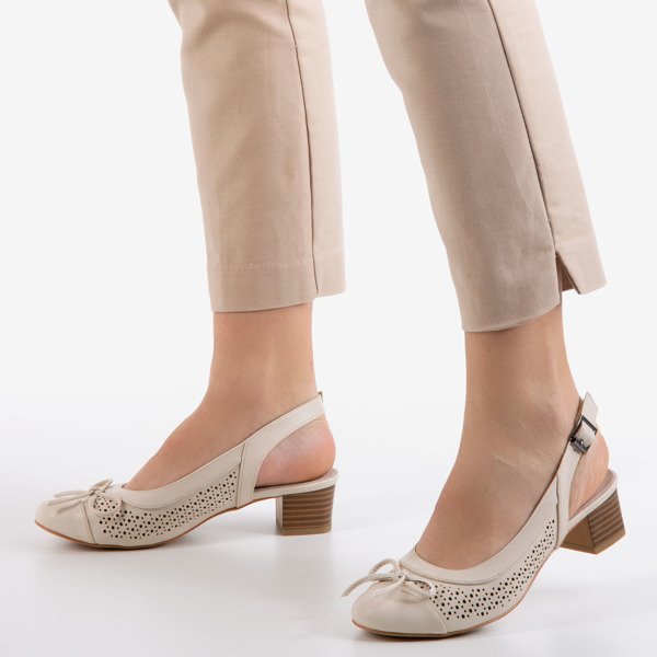 Beige Lecaone Damen-Sandaletten mit niedrigen Absätzen - Schuhe