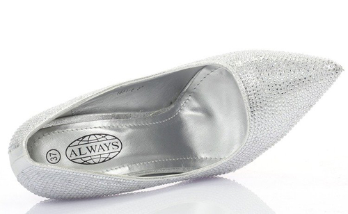 Srebrne czółenka szpilka - Obuwie