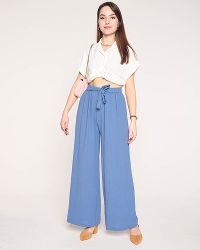 Blaue weite Palazzo-Hose für Damen - Kleidung