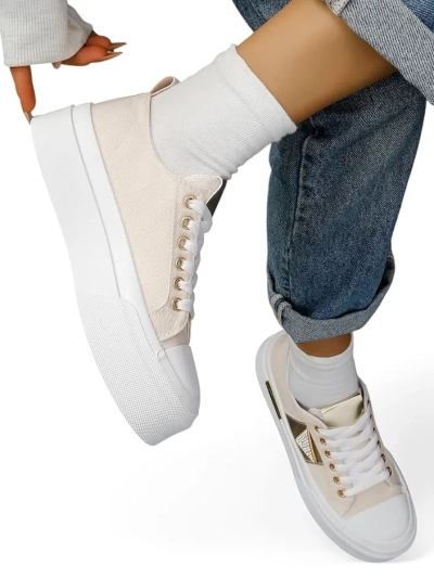 Royalfashion Damen Plattform-Sneaker Gold Welt