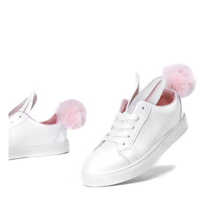 Weiße Prenoea-Turnschuhe mit Ohren und Pompon - Schuhe