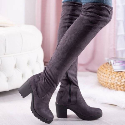 OUTLET Graue Stiefel auf einem höheren Pfosten Moccalinea - Footwear