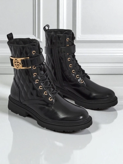 Gesteppte Damen Stiefeletten aus ökologischem Lackleder Opal Verge